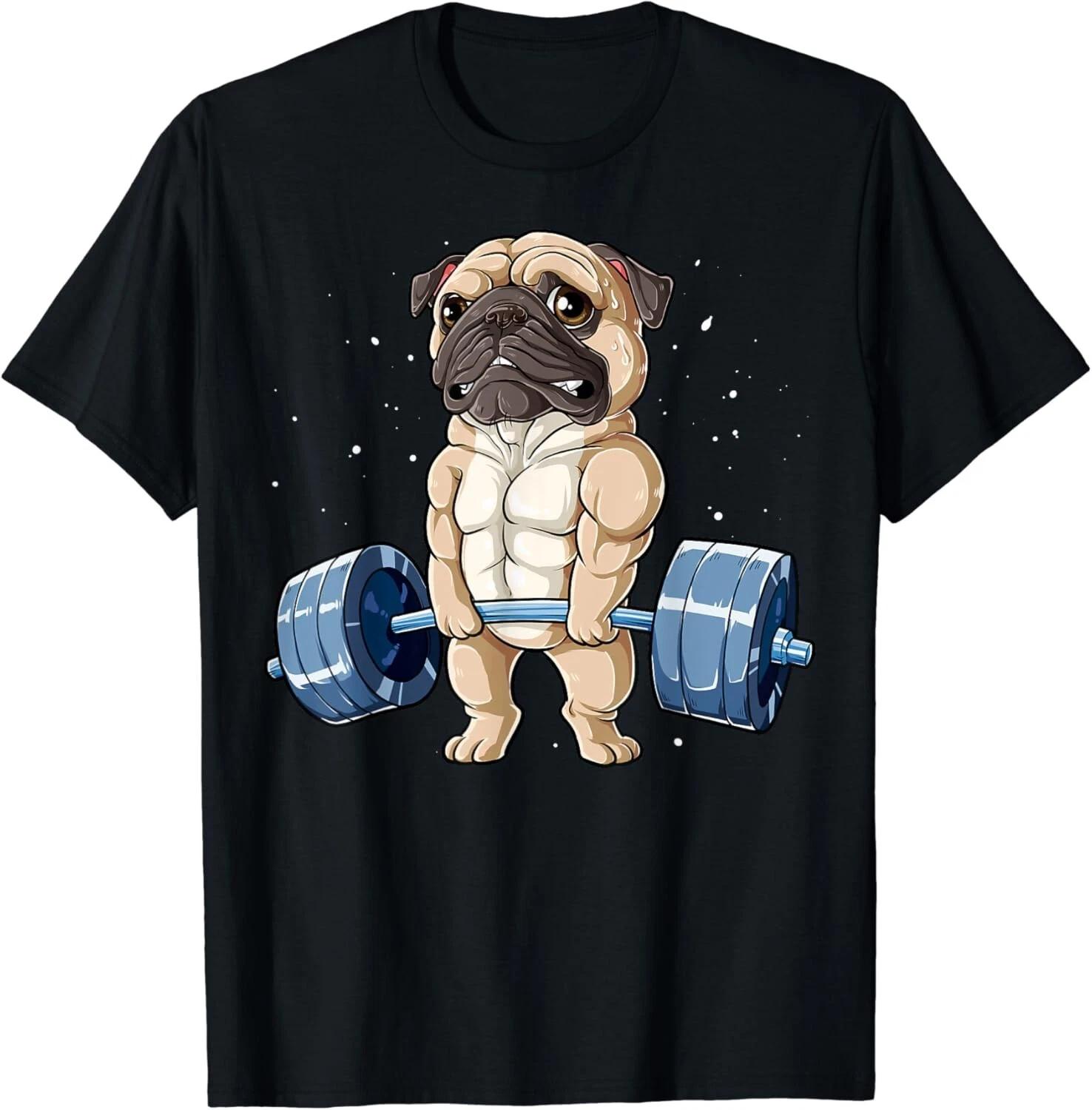 Pug Weightlifting Funny Deadlift Men Fitness Gym Workout Tee Gift Unisex T-Shirt XL