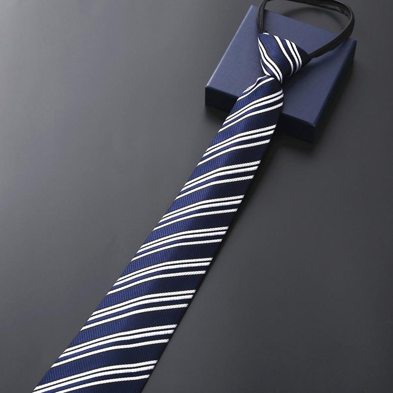 1Pc Wedding Lazy Business Fashion Solid Color Casual Striped Men's Zipper Necktie Zip Up Neck Tie
