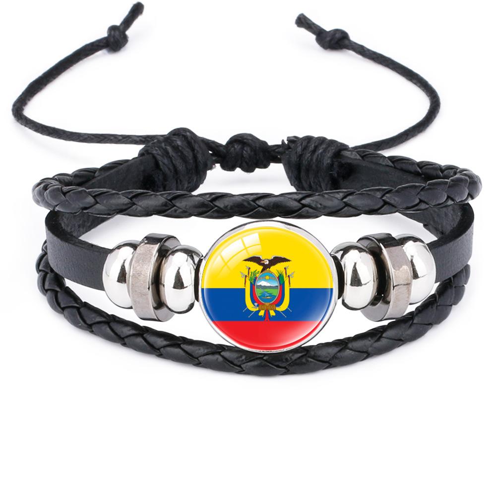 World Cup Leather Bracelet National Flag Soccer Match Souvenir  Adjustable Cowhide Woven Bracelet for Men Women,Sports  Fan Accessories