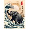 Japanese Great Wave of Animal Capybara Lion Shiba Inu Tiger Vintage Poster Canvas Printing Wall Art Picture for Room Home