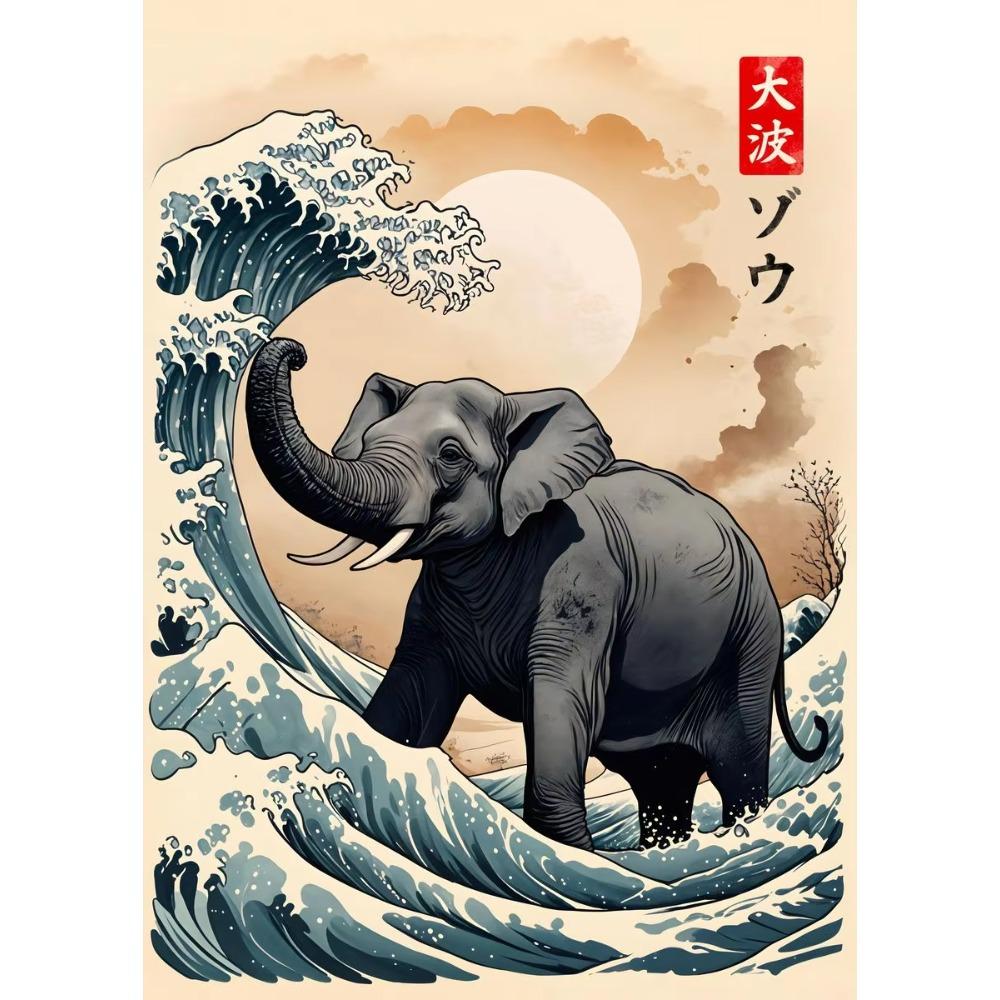 Japanese Great Wave of Animal Capybara Lion Shiba Inu Tiger Vintage Poster Canvas Printing Wall Art Picture for Room Home