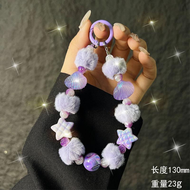 Nuova Catena per Telefono Autunno Inverno con Pom-Pom, Stella Marina, Conchiglia e Perline per Donne, Catena per Telefono alla Moda, Cinturino da Polso Portatile