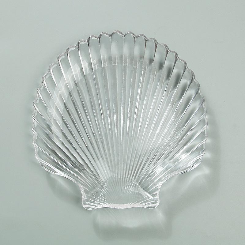 Ocean Series Gold Rimmed Seashell Glass Plate for Snacks & Desserts
