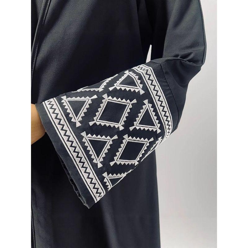 New Middle East Black Embroidered Robe Arabic Loose Dress Embroidered Robe Dress