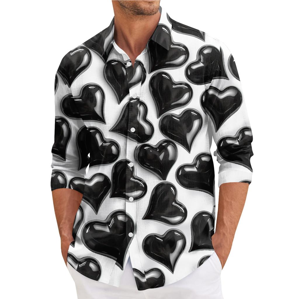 Męska koszula z długim rękawem, luźna, swobodna, z modnymi klapami