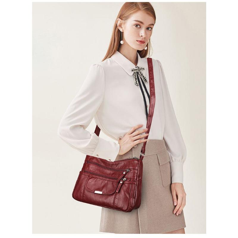 Vielseitige Schulter-Crossbody-Tasche aus weichem Leder