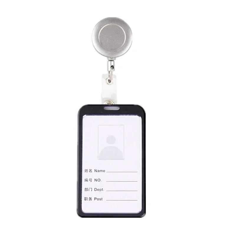 Credit ID Card Badge Bags Bank Business Work Card Holder with ABS Retractable Badge Reel Aluminum Alloy Credit Card Cover Case
