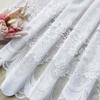 Cute white lace cafe curtains, 60cm long, for small windows. Stylish embroidered floral pattern. Perfect for privacy and short curtains for coffee
