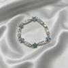 Charm Elegant Plant Female White Blue Zircon Stone Flower Square Bracelet Silver Color Wedding Jewelry For Women