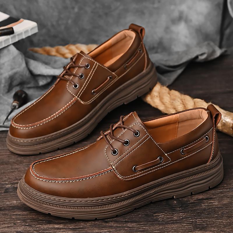 Fashion Casual Shoes Men's Genuine Leather Shoes Lace Up Oxford Shoes Men's Office Business Shoes Outdoor Hiking Shoes
