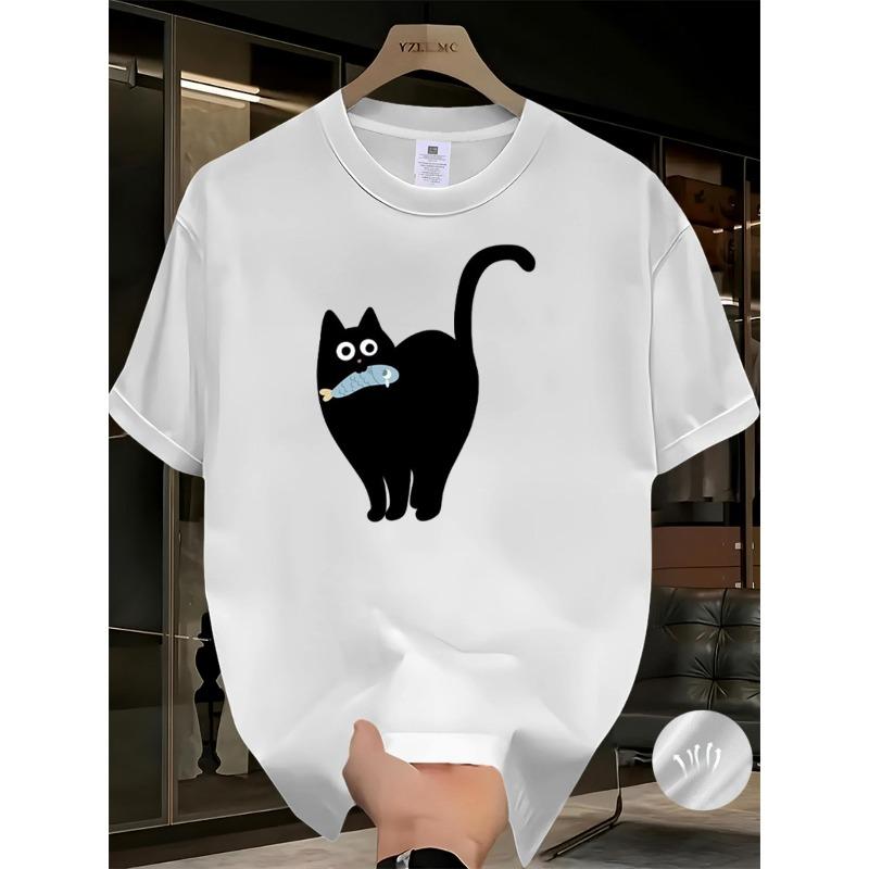 European Size Men S Summer Trendy Casual T-Shirt, Featuring Creative Print Designs, Easy And Comfortable, Solid Color Short-Sleeve T-Shirt S