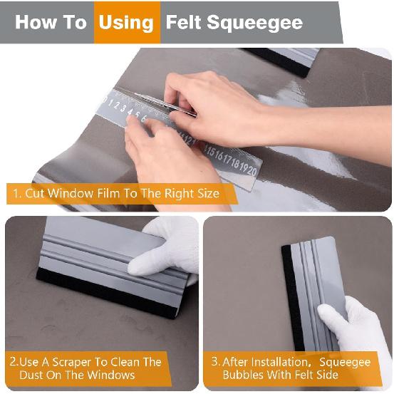 KESPEN Window Felt Squeegee, Vinyl Scraper For Window Privacy Film And Car Glass, Tint Squeegee Tallation Tool Protection Scratches Film Soothing,
