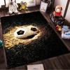 Fiery Soccer Ball Rug with Black Grass Background, Modern Design Suitable for Use As an Anti-slip for Living Room Bedroom Sofas