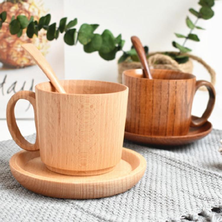 Wooden Mugs ECO Friendly Wood Drinking Cup with Handle for Coffee Tea Water Milk