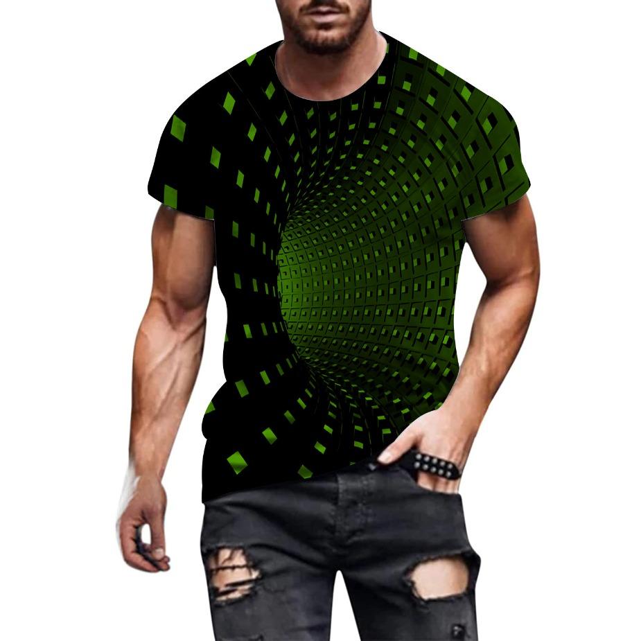 Creative 3D Printed T-shirt for European and American Spring/Summer Men's T-shirt Casual Round Neck Short Sleeved Top