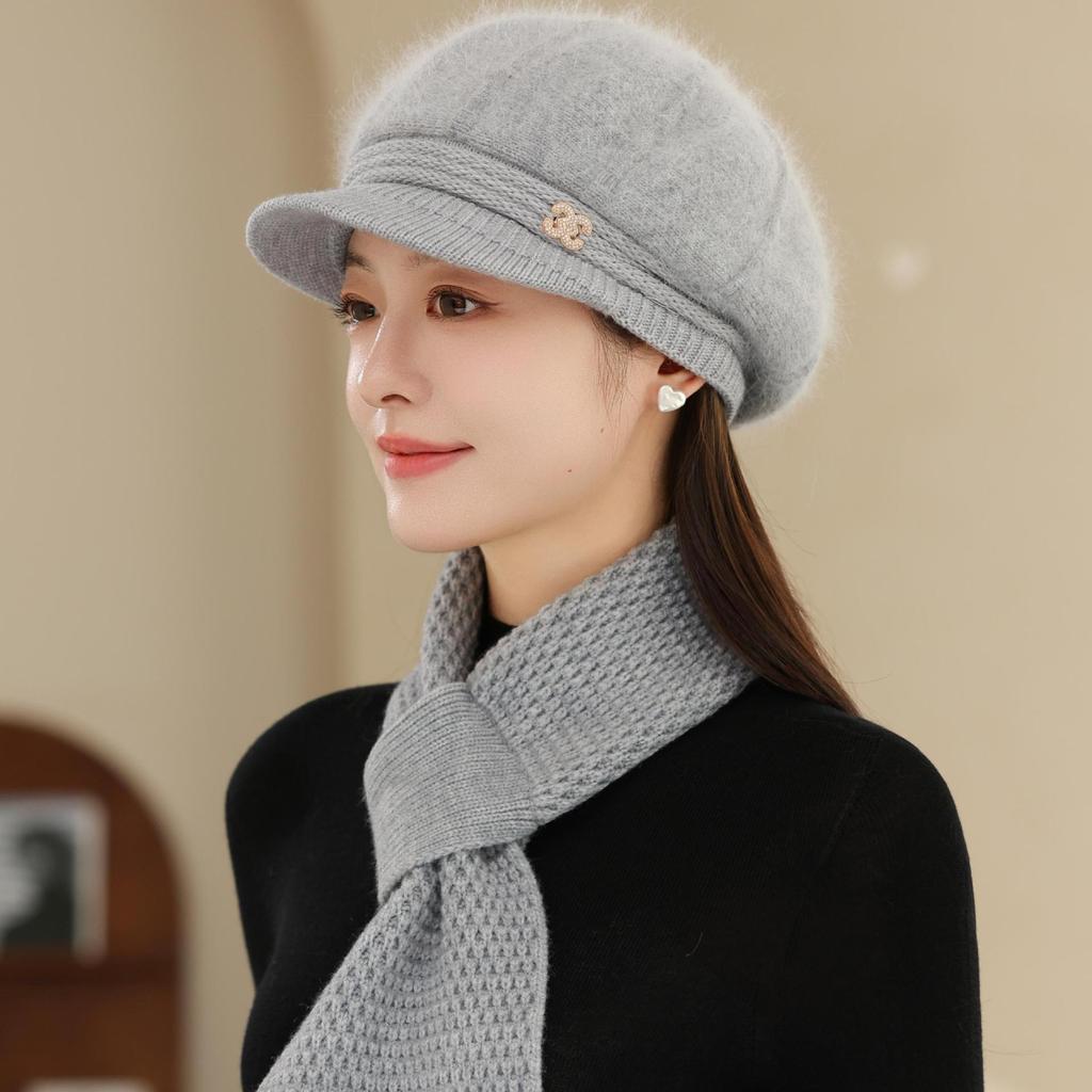 Plus Velvet Warm Basin Hat Knitted Fisherman Hat Elderly Grandmother's Cold Proof Scarf  Autumn and Winter Hat Trend