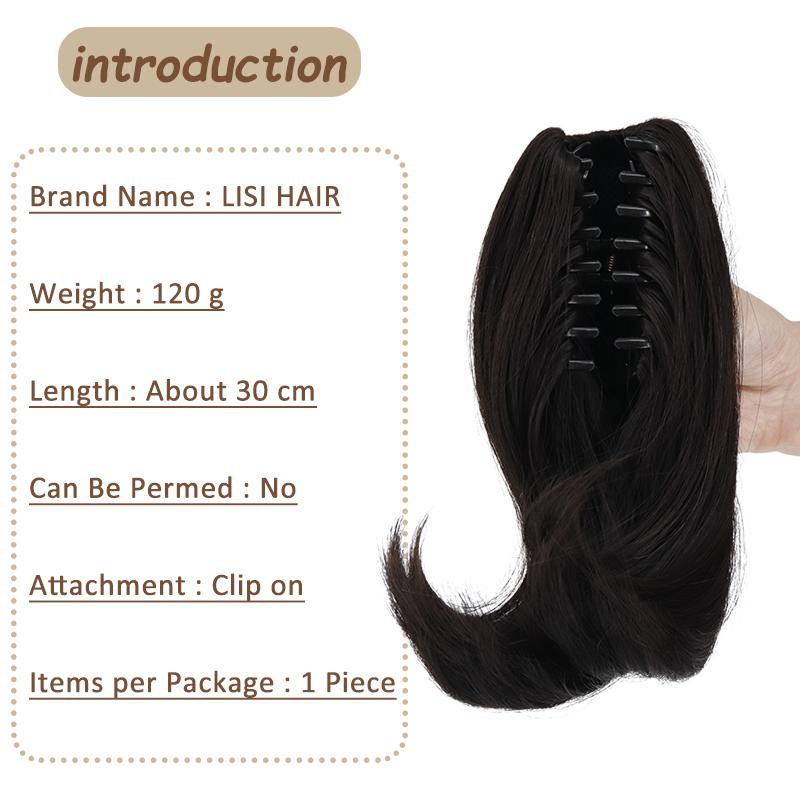 LISI HAIR Women Short Natural Ponytail Wig Clip On Synthetic Fiber Hair Extensions Black Brown Blond Suitable for Party Daily Use