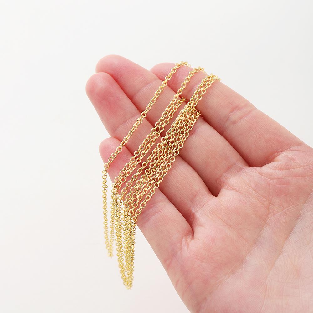 1Meterlot 14K 18K Gold Plated Brass Metal Round Link Cable Chains Diy Jewelry Making Chain For Needlework Jewelry Accessories