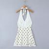 American Spice Girl V-Neck Lace Splicing Polka Dot Neck Suspender Dress Women's Summer Slim Sexy Skinny Short Skirt