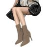 2025 New fly-woven fabric slim boots large size women's shoes thin heel pointed tip time trade comfortable high heels fashion women's boots