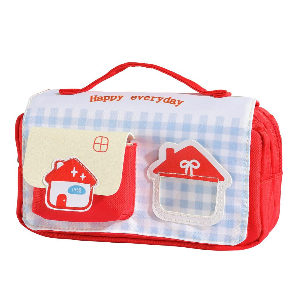 Cute Plaid Pencil Case With Large Capacity For School And Stationery Storage