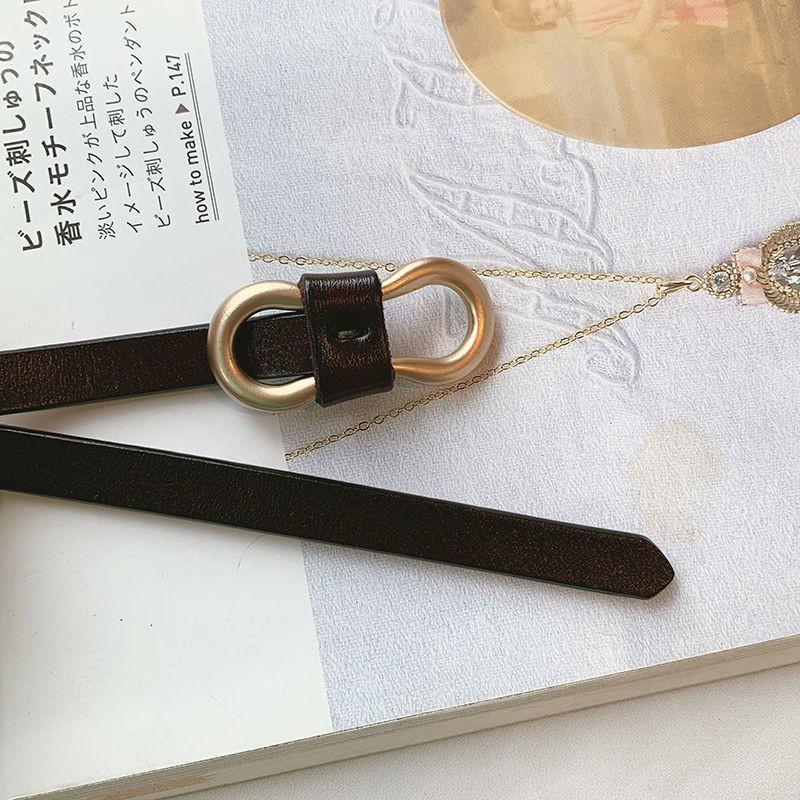 Fashionable Women's Decorative Waist Belt With Round Gold Buckle For Dresses And Casual Wear