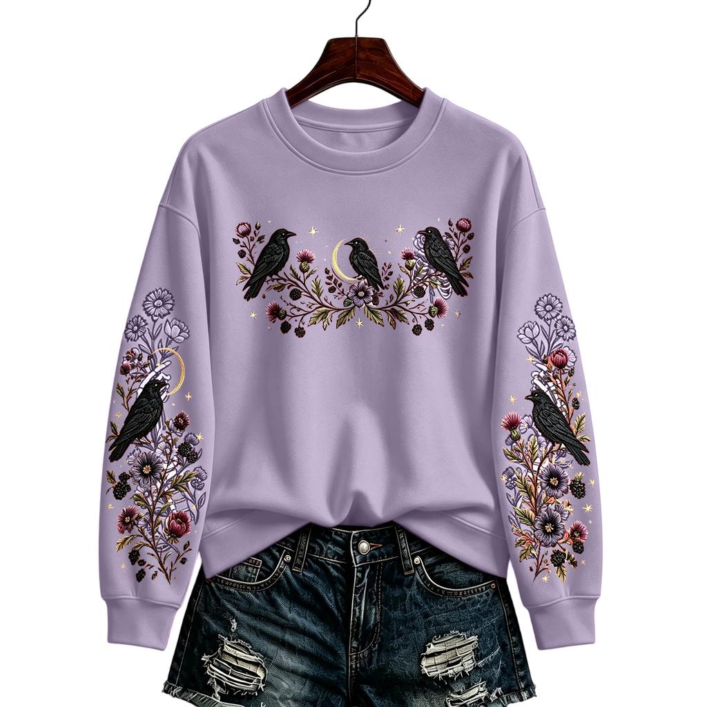 Women's Casual Halloween Print Pullover Sweatshirt for Fall Holiday Party