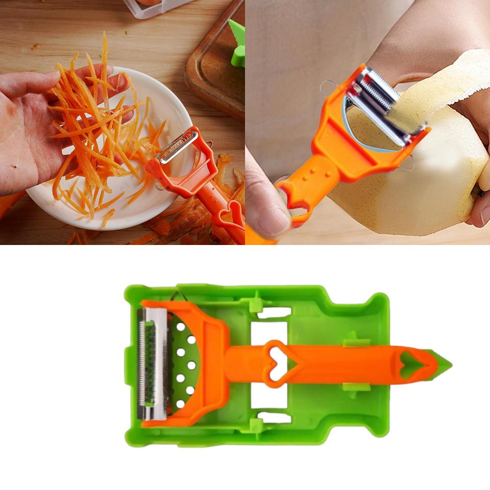 Multi Functional Fruit Vegetable Peeler 2-in-1 Fruit Slicer & Onion Chopper Tool Strips Steel Easy To Clean Kitchen Peeling Tool