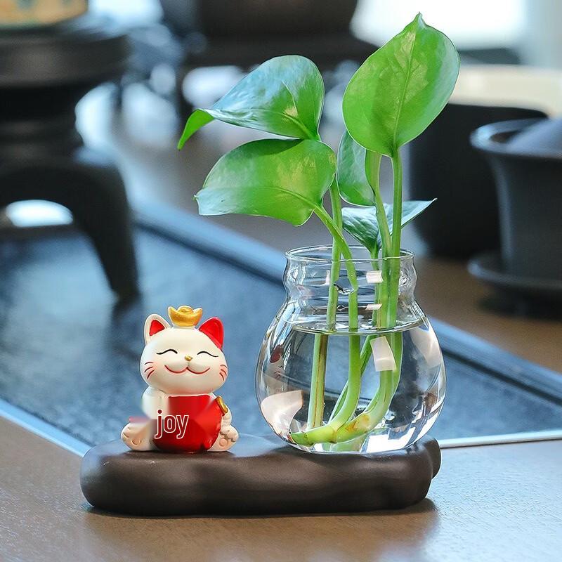 Fumede Lucky Cat Decorative Glass Vase