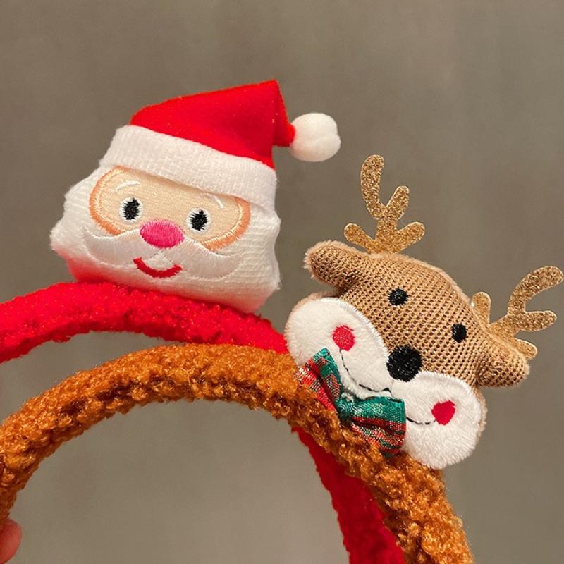 Christmas Plush Headband Small Gift Cute Santa Claus Head Elk Hoop Children's Festival Performance Hair Accessories Decorations
