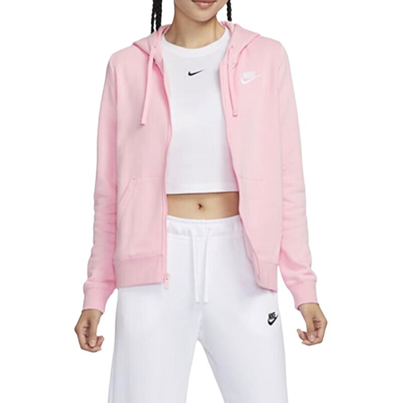 Nike Solid Color Outdoor Casual Sports Zip-Up Hoodie Women Hoodies Pink DQ5472-690