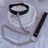 SM Goods Collar Restraint Human SM with Lead PU Belt Cute Metal Traction Chain Cosplay Sex Sling Adult Goods Painless Day Adult Toy [SDMOLO]