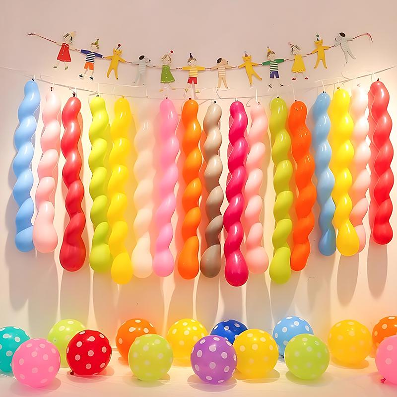 Spiral Balloon Set 25/50PCS Colorful Latex Twisted Long Balloon with Random Color Inflater Home Party Decorating Accessories ZYF