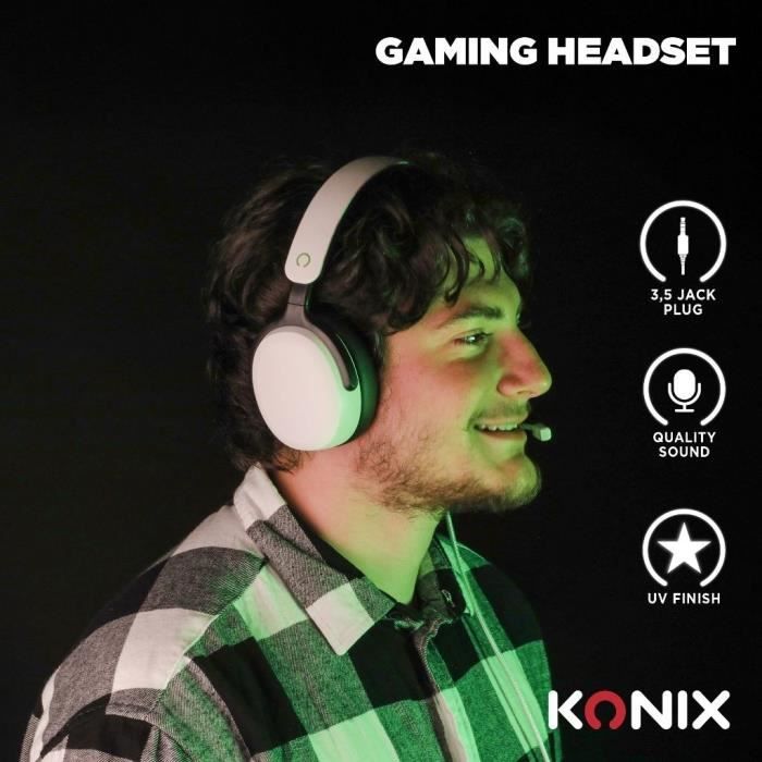 Casque gaming circum-aural filaire - KONIX - Nexus Xbox Series X|S - Haut-parleurs 40 mm - Microphone - Jack 3.5 mm - Câble 1,5 m