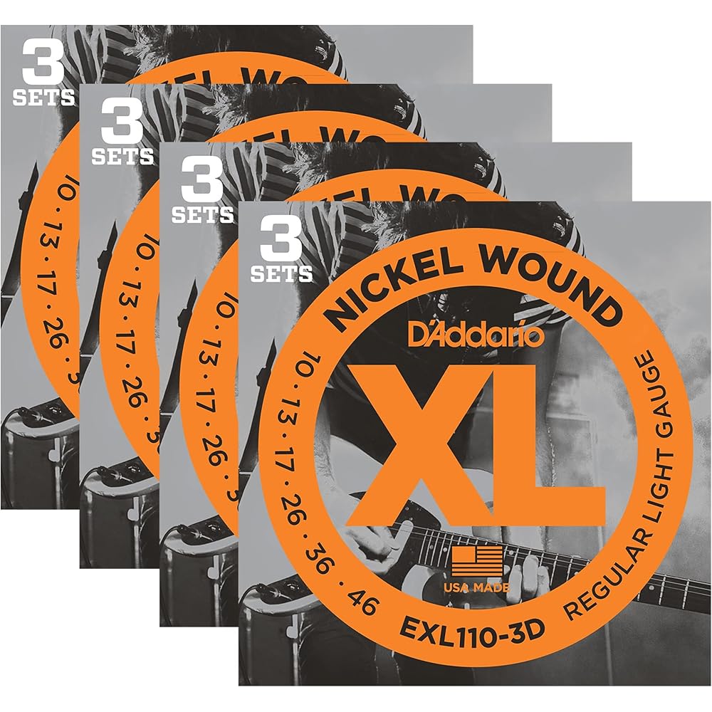 D Addario EXL110 Electric Guitar Strings Nickel Regular Light .010-.046 12-Pack