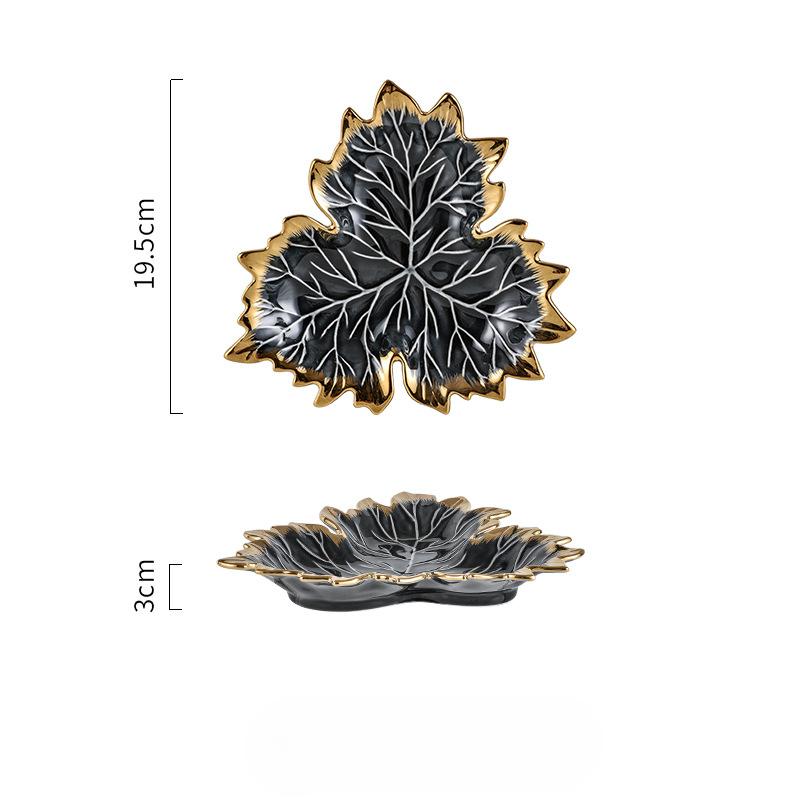 

Керамическая тарелка с кленовым листом в северном стиле, роскошный фруктовый десерт, тарелка для закусок, поднос для хранения ювелирных изделий, предметы интерьера