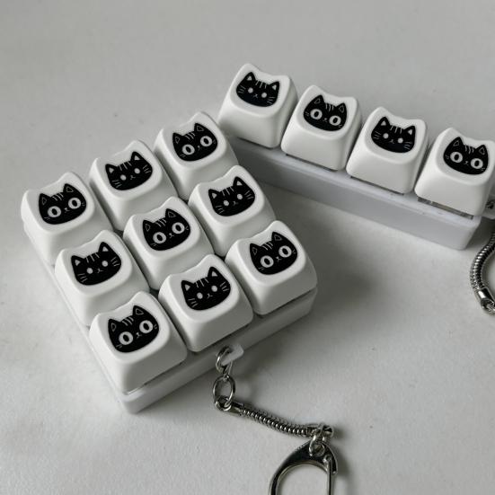 Black Cat Fidget Keyboard 4/9-Keys Anxiety Relief Finger Clicker Keychain Office School Travel Decompression Button Sensory Toy Hanging Decor