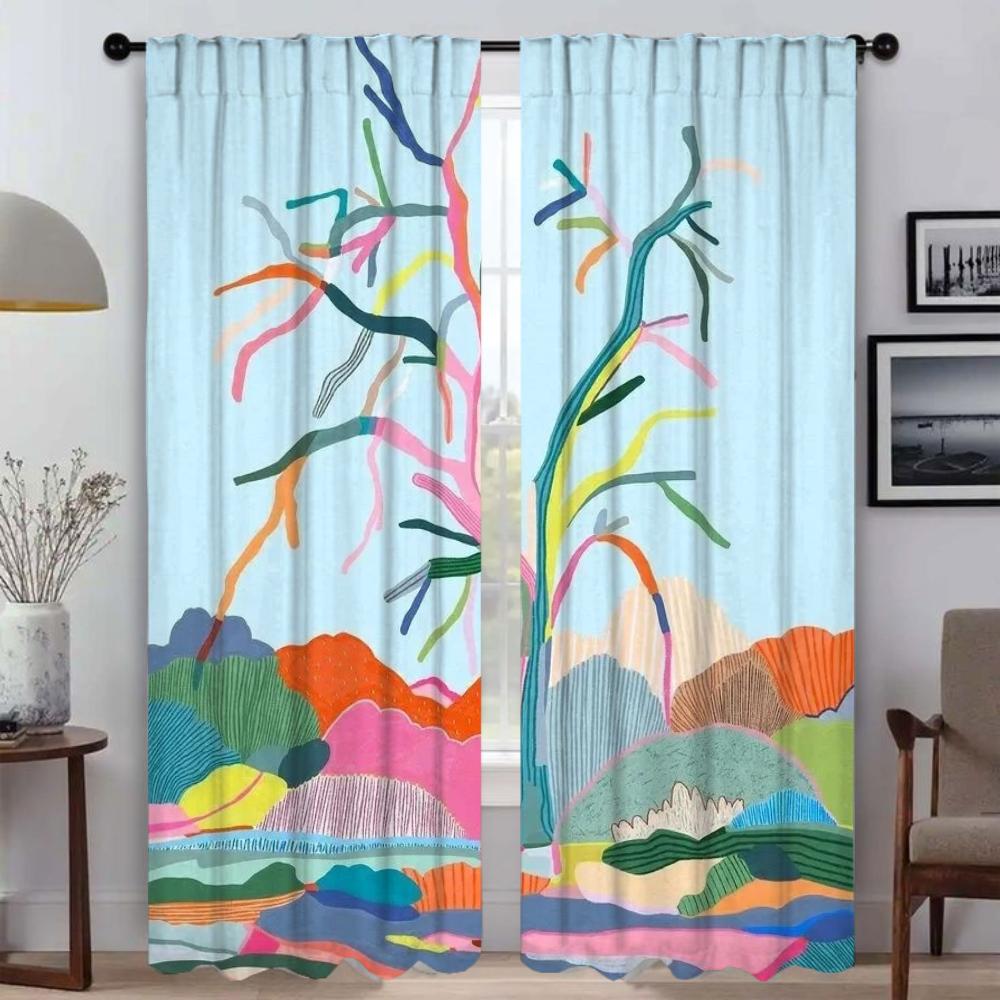 Fenstervorhang für Zimmer 2 Paneele Italienische Kunst Verdunkelungsvorhänge Tüll für Schlafzimmer Halloween Dekoration Jalousien Trennwand Wohnzimmer