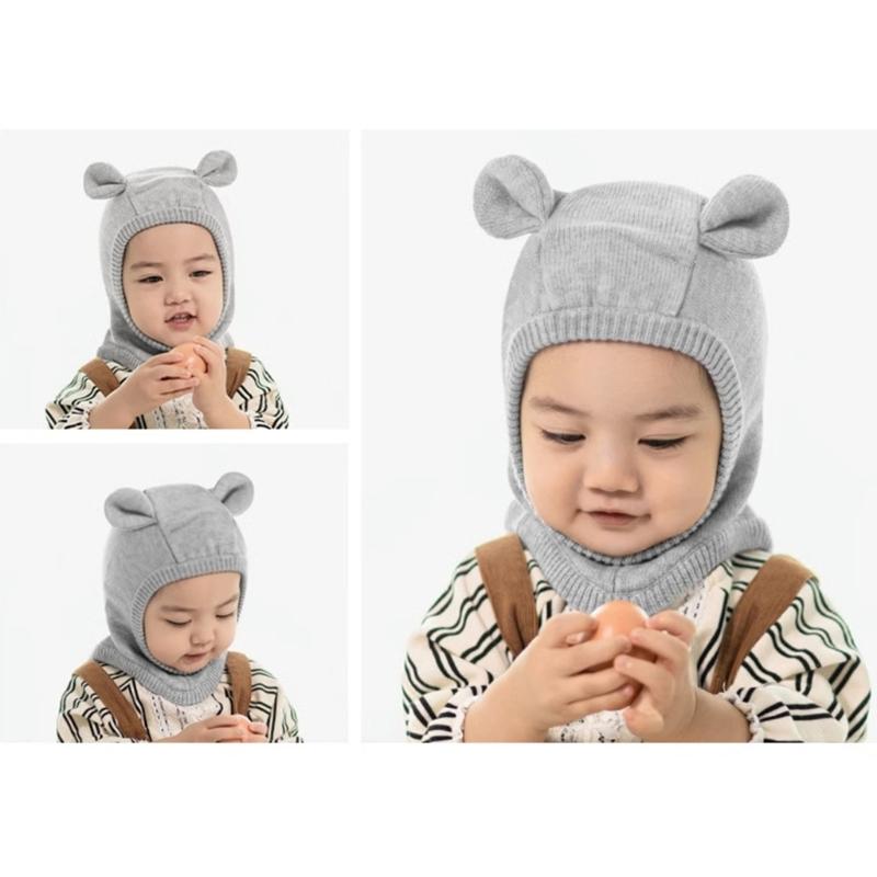 Baby Strickmütze, Herbst Winter Baby Mädchen Jungen Kopfschutz Mützen Kappe Integrierter Ohrenschutz Mütze Warme Mütze Kappe
