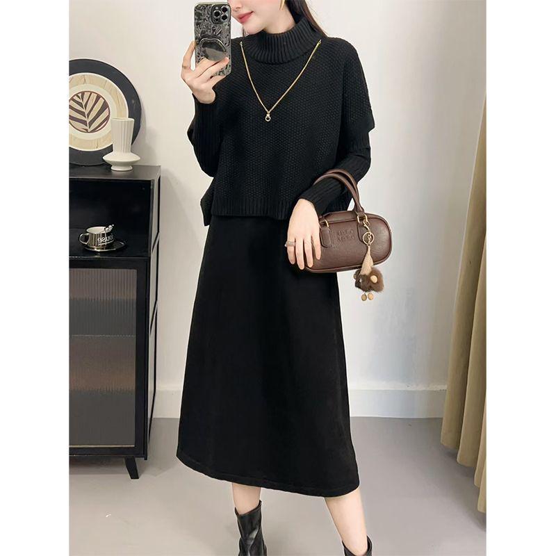 

Вязаное платье-свитер из двух частей для матери невесты - Коллекция Осень/Зима 2025. XL (118-132 jin)