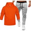 Men's Winter Solid Color Long-Sleeved Hooded Drawstring Sweatshirt And Sweatpants Suit