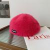 Women's Autumn and Winter Versatile Plush Beret with Big Head and Small White Hat Showing Off Their Face