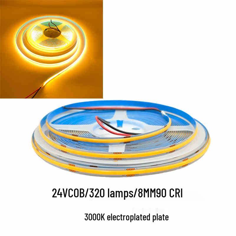 COB Self-Adhesive LED Light Strip: Flexible 5V/12V/24V, Low Voltage, Three-Color for Home, Ceiling, Cabinet, and Mall Decor