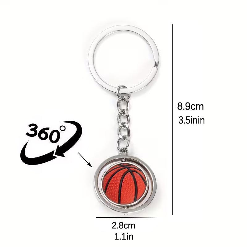 Rotating Sports Ball Keychain: Basketball, Football, Rugby, Baseball Pendant for Enthusiasts