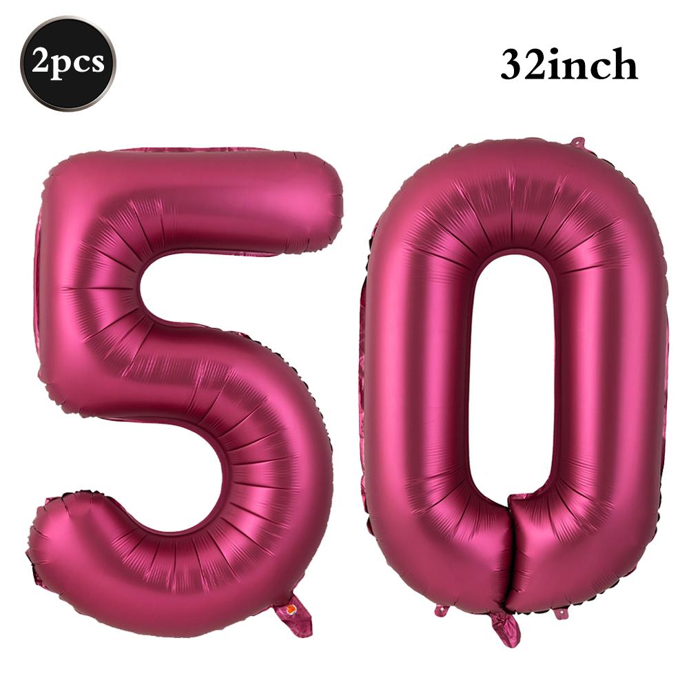Giant 32 Inch Number Balloon Set Metallic Rose Red Foil Helium Balloon Kit DIY Happy Birthday Party Decor Kids Adult Anniversary