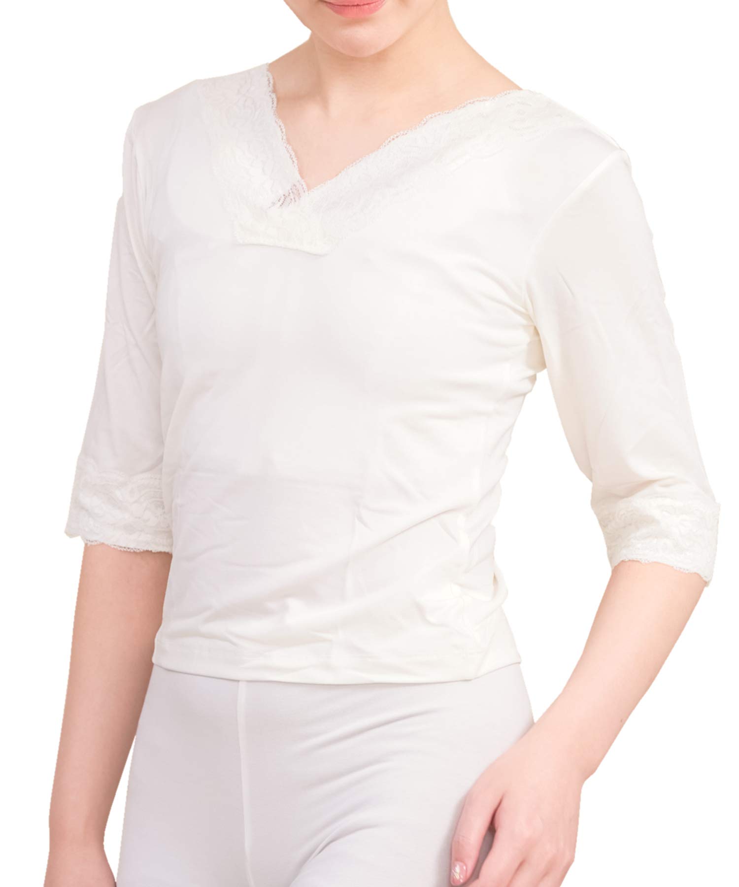 [SOUBIEN] Soubien Women s Undergarment (Shirt Style) Washable, for Japanese Clothing, Winter Wear, Kimono Undergarment, Three-Quarter Length,