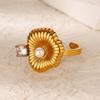 K Gold Plated Stainless Steel Pearl Ring Shell Ring Gold Plated Head Jewelry Open Ring