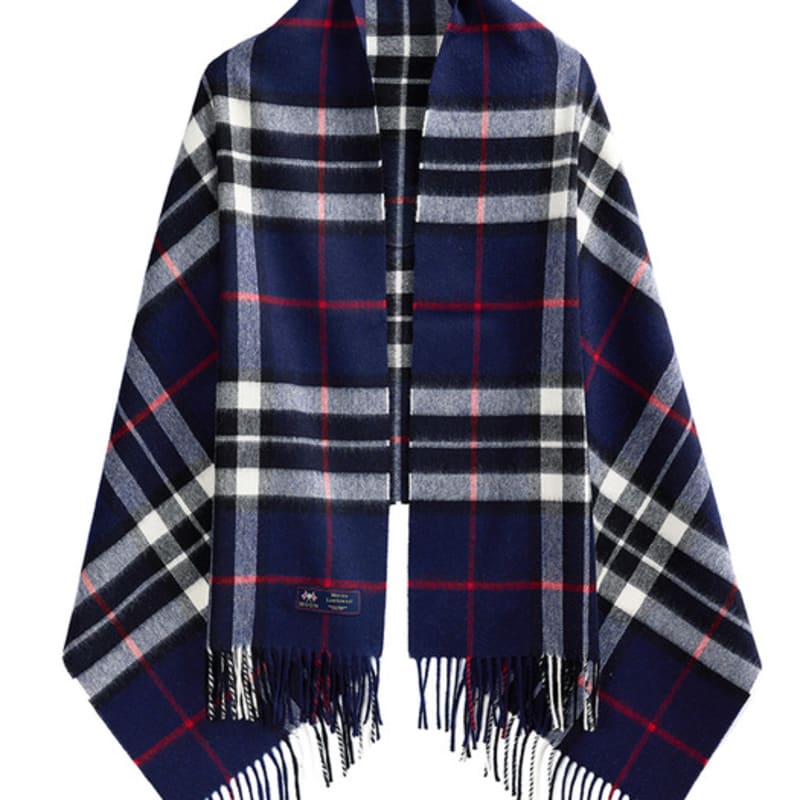 

ABRAHAM MOON Merino Wool Shawl 70cm - Navy Thompson FREE