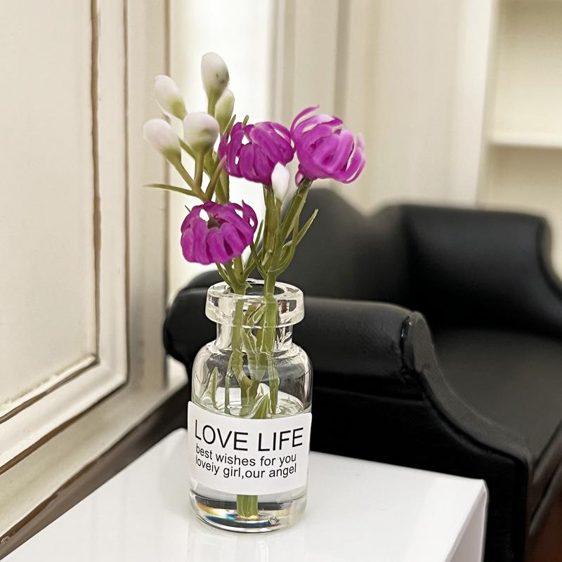 1:12 Dollhouse Miniature Vase Flower Arrangement Bottle Hydroponic Plants Home Garden Decor Doll House Accessories