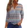 Damen V-Ausschnitt Freizeit Dreiviertelarm Knopf-Detail Top mit Blumenmuster